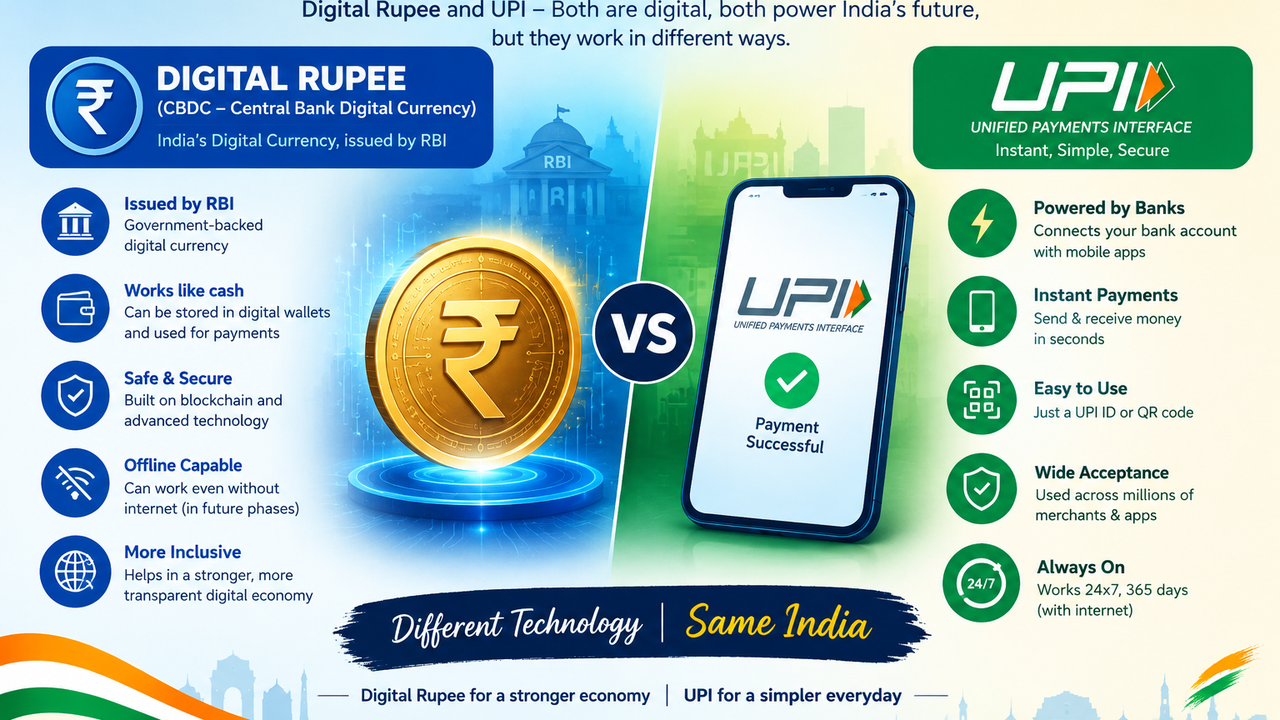 Digital Rupee vs UPI: Are They the Same?